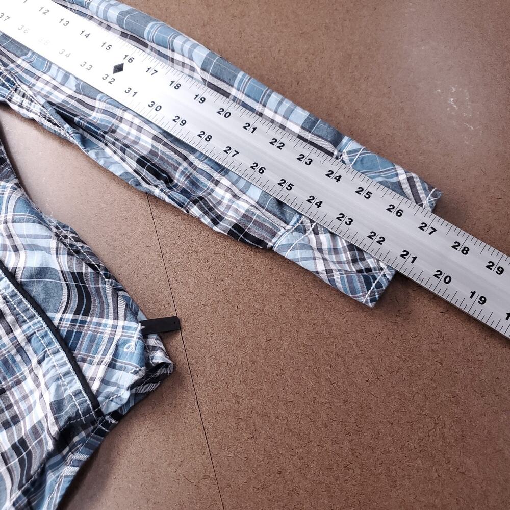 Buckle Black Shirt Mens L Blue Plaid Athletic Fit Snap Up Western Country Cowboy - Picture 8 of 11